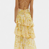 Valentina - Chiffon obleka z V-izrezom in elegantnimi rokavi