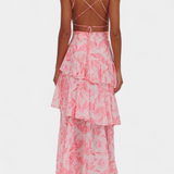 Valentina - Chiffon obleka z V-izrezom in elegantnimi rokavi