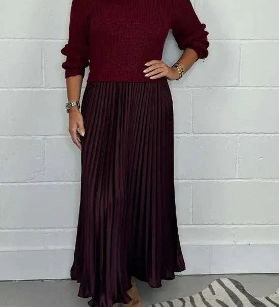 Michelle | Maxikleid z Jerseyjem in nabranim krilom