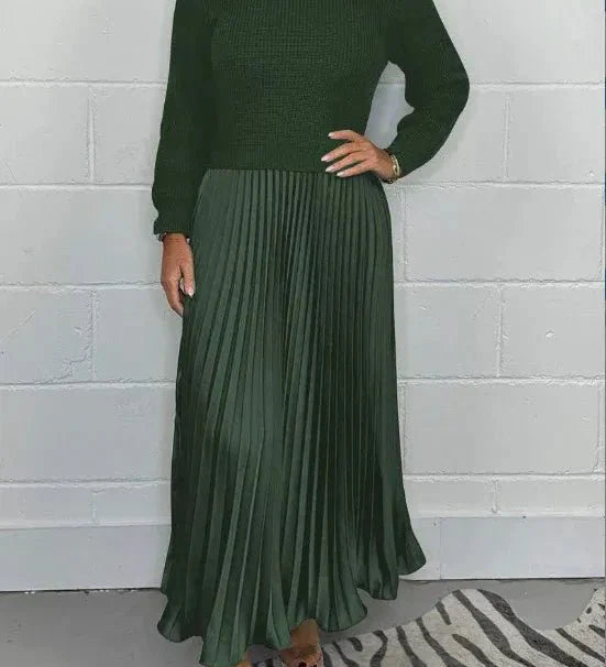 Michelle | Maxikleid z Jerseyjem in nabranim krilom