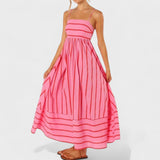 Isabel - Dolga črtasta obleka