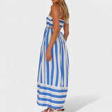 Isabel - Dolga črtasta obleka