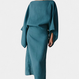 Filipa - Lanena in bombažna kimono obleka s pasom