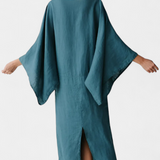 Filipa - Lanena in bombažna kimono obleka s pasom