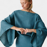 Filipa - Lanena in bombažna kimono obleka s pasom