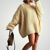 Irmelin | Oversized pleten pulover v barvi marelice