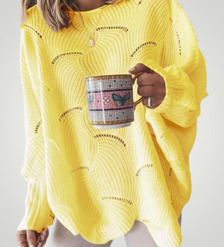 Josepha | Prevelik pleteni pulover z U-izrezom