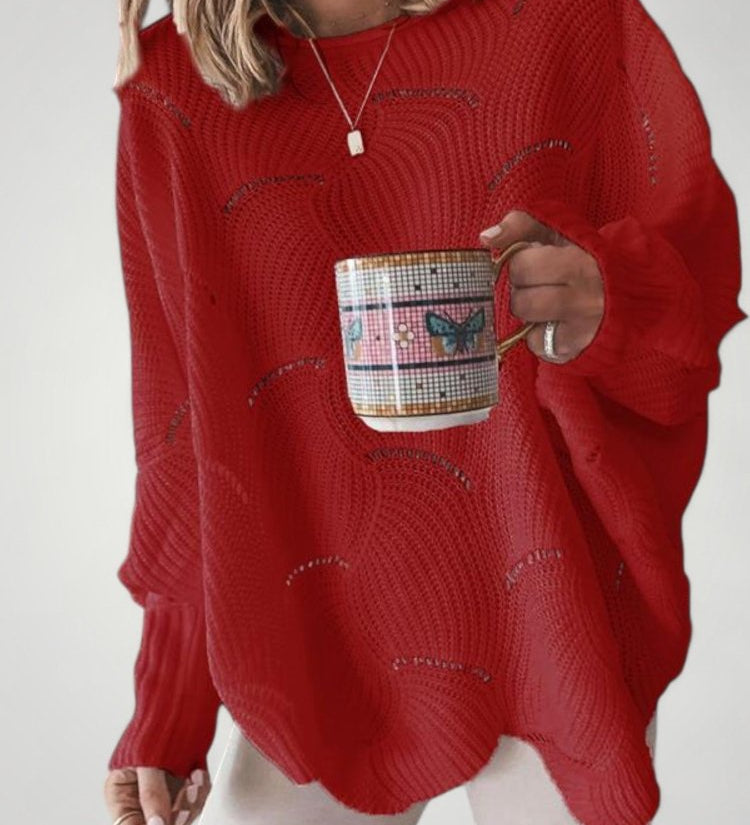 Josepha | Prevelik pleteni pulover z U-izrezom