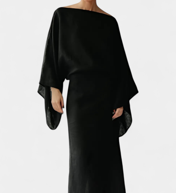 Filipa - Lanena in bombažna kimono obleka s pasom