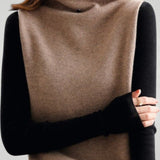 Kreszentia | Retro pulover z visokim ovratnikom in barvnim blokovnim dizajnom za elegantne trenutke