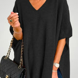 Traudel | Prevelik pončo z V-izrezom za eleganco