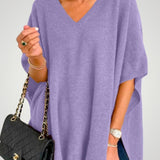 Traudel | Prevelik pončo z V-izrezom za eleganco