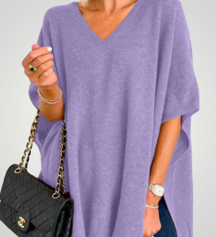 Traudel | Prevelik pončo z V-izrezom za eleganco