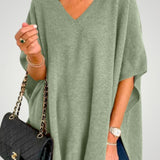 Traudel | Prevelik pončo z V-izrezom za eleganco