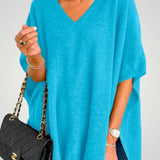 Traudel | Prevelik pončo z V-izrezom za eleganco