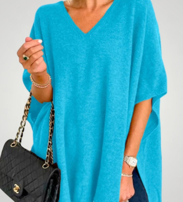 Traudel | Prevelik pončo z V-izrezom za eleganco