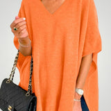 Traudel | Prevelik pončo z V-izrezom za eleganco