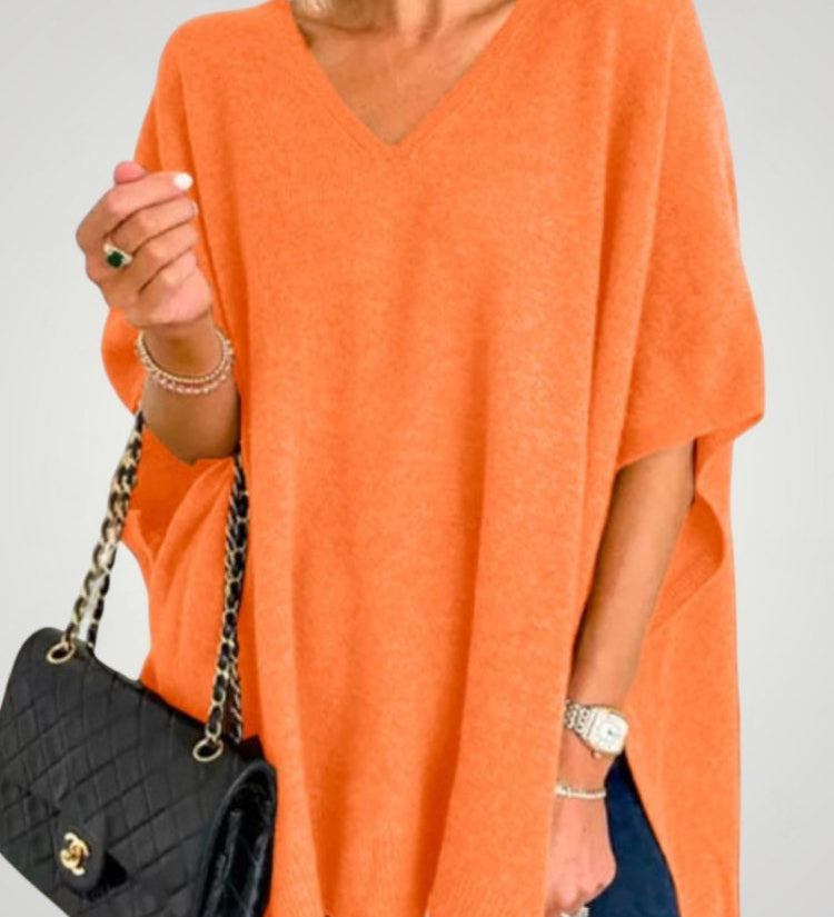 Traudel | Prevelik pončo z V-izrezom za eleganco