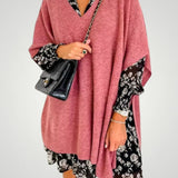 Traudel | Prevelik pončo z V-izrezom za eleganco