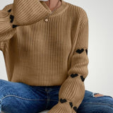 Wiltrud | Večnamenski Eleganten Rebrast Pulover